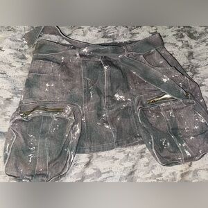 Grey denim cargo mini skirt